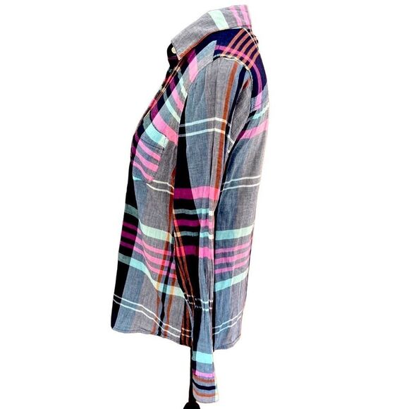 Old Navy Classic plaid button front shirt, lightweight, 100% cotton, size S - Picture 3 of 5